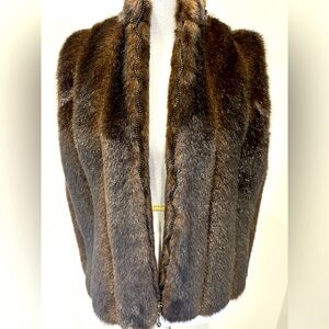 Faux Fur, Rich Brown Zip Front Vest
